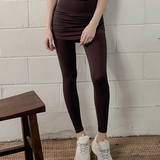 Aero Shirring Skirt Leggings - Rose Brown