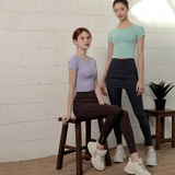 Aero Shirring Skirt Leggings - Rose Brown