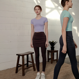 Aero Shirring Skirt Leggings - Rose Brown