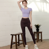 Aero Shirring Skirt Leggings - Rose Brown