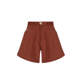 KANDINI A-line Corduyoy Short Pants - Brick