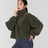 Xexymix Sherpa Crop Zip-Up Jacket - Rifle Green