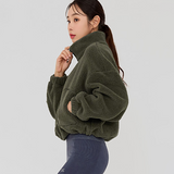 Xexymix Sherpa Crop Zip-Up Jacket - Rifle Green