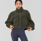 Xexymix Sherpa Crop Zip-Up Jacket - Rifle Green