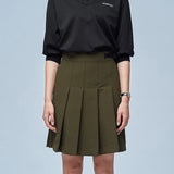 LE SONNET Minimal Pleats Skirt - Khaki