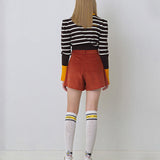 KANDINI A-line Corduyoy Short Pants - Brick