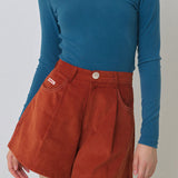 KANDINI A-line Corduyoy Short Pants - Brick