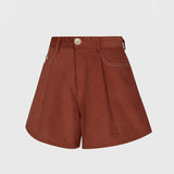 KANDINI A-line Corduyoy Short Pants - Brick
