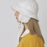 KANDINI Padded Ear-Cover Bucket Hat - Ivory