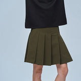 LE SONNET Minimal Pleats Skirt - Khaki