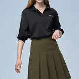 LE SONNET Minimal Pleats Skirt - Khaki