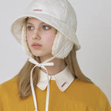 KANDINI Padded Ear-Cover Bucket Hat - Ivory