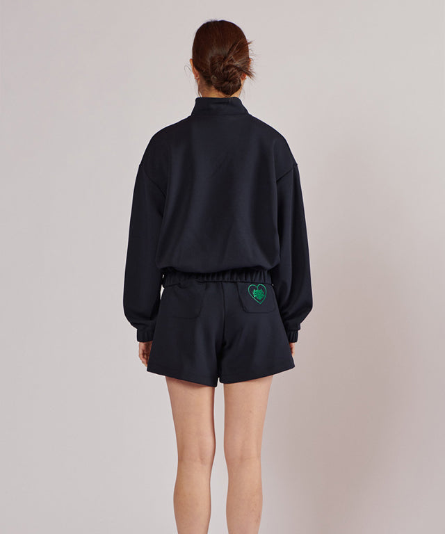 LALA SUNNYSIDE Half Zip Up Sweatshirt - Dark Navy