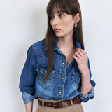 KUME STUDIO Western Pocket Denim Shirt - Blue