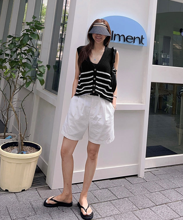 N9 Swelbo Knitted Button Vest - Black
