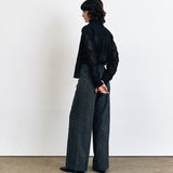 KUME STUDIO Wide Wool Turn-up Pants - Charcoal