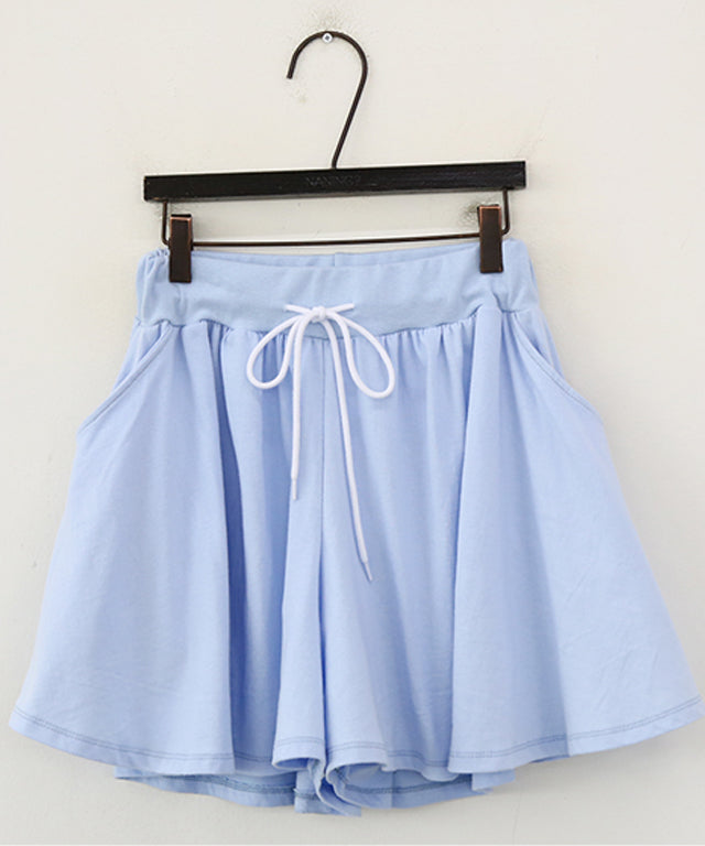 N9 Somfree Banding Short Skirt Pants - Sky Blue