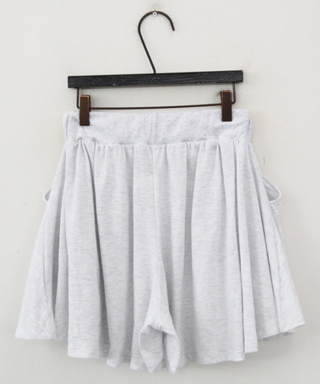 N9 Somfree Banding Short Skirt Pants - Melange White
