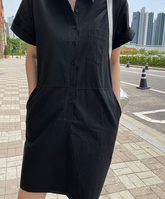 N9 Vsco Cara Short Sleeve Dress - Black