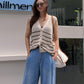 N9 Swelbo Knitted Button Vest - Light Beige