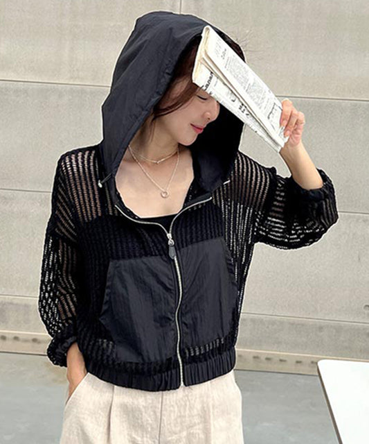 N9 Hearingt See-Through Hood Zip-Up - Black