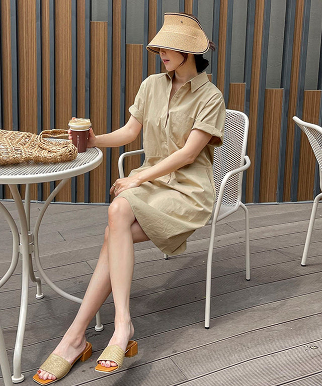 N9 Vsco Cara Short Sleeve Dress - Beige