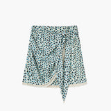 KUME STUDIO  Printed Wrap Mini Skirt - Blue