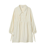 KUME STUDIO Embroidered Mini Shirt Dress - Ivory