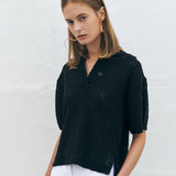 KUME STUDIO Slub Cotton Blend Sweater - Black
