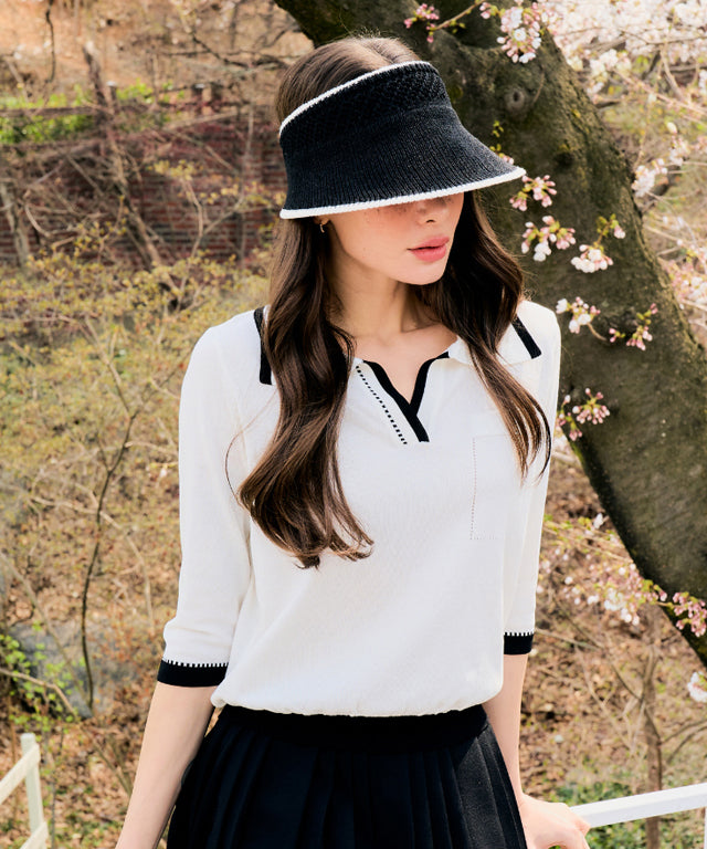 MAGIA  Stitch Knit Collar - Ivory