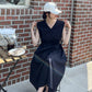 N9 Bichenin Linen Belt Dress - Navy