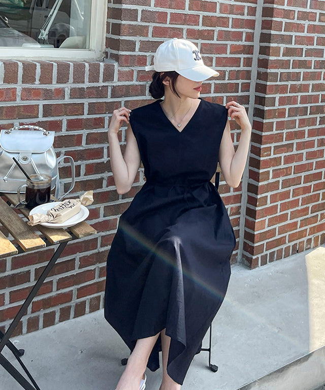 N9 Bichenin Linen Belt Dress - Navy