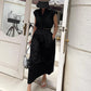 N9 Bekilp Crop Shirt Skirt Set - Black