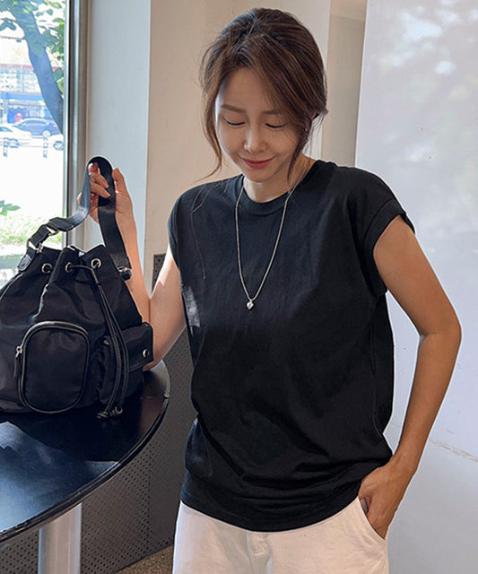 N9 Hokolf Roll-up T- Shirt Soft and Cool T-Shirt - Black