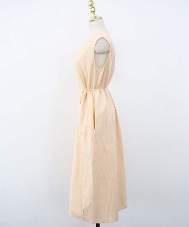 N9 Bichenin Linen Belt Dress - Pink Beige