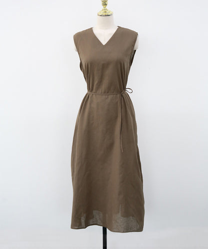 N9 Bichenin Linen Belt Dress - Brown