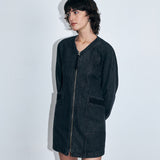 KUME STUDIO Denim Zip-up Mini Dress - Black