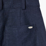 KUME STUDIO  Paisley Linen Blend Shorts - Navy
