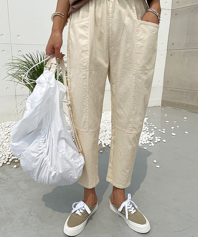 N9 Celty Banding Linen Pants - Light Beige