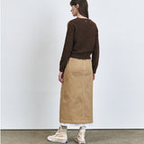 KUME STUDIO Frayed Lining H-line Stretch Skirt - Beige