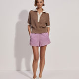 VARLEY Finch Knit Polo - Taupe Stone/ Whitecap