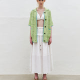 KUME STUDIO Crochet Cotton Short-Sleeved Cardigan - Lime