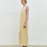 KUME STUDIO  Linen Blend O Ring Long Dress - Yellow