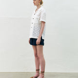 KUME STUDIO Lace Embroidered Cotton Shirt - White