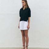 KUME STUDIO  Paisley Linen Blend Shorts - White