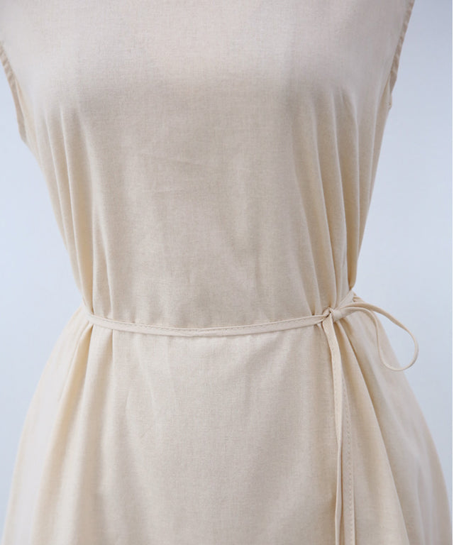 N9 Bichenin Linen Belt Dress - Pink Beige
