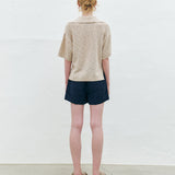 KUME STUDIO Slub Cotton Blend Sweater - Light Beige