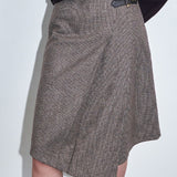 KUME STUDIO Diagonal Pleated Wool Skirt - Purple