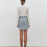 KUME STUDIO  Printed Wrap Mini Skirt - Blue