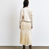 KUME STUDIO Ribbon Pleated Satin Maxi Skirt - Ivory